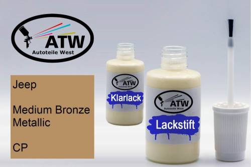 Jeep, Medium Bronze Metallic, CP: 20ml Lackstift + 20ml Klarlack - Set, von ATW Autoteile West.